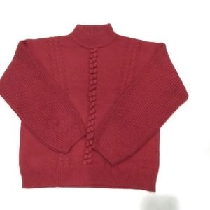 High Neck, Waist Length Dark Red Sweater Sz LG